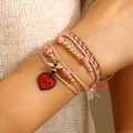 Bohemian layered handmade heart and bee pendant woven bracelet set for women - LOVE Heart Bee Style (A-294)