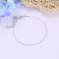 Detail of silver chain anklet showing the lobster clasp and adjustable extender link - Silver Snake Chain Style (9529)