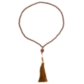 Brown Muslim 99 prayer beads with metallic spacers and elegant long silky tassel - Brown