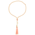 Elegant champagne pearl beaded tasbih prayer beads with a long pink silk tassel - Light Pink
