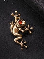 Vintage gold frog brooch with red gem eyes and a textured antique metallic finish - Vintage Gold Frog Brooch (02 Ancient Silver 2865)