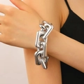 Pulsera de cadena gruesa moderna en plata brillante con acabado galvanizado pulido - Pulsera Plata (N.º ref. M-634)