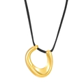 Minimalist gold organic circle pendant necklace on black cord for women streetwear - 18K Gold Plated Organic Streamlined Pendant Necklace (0561) / Gold