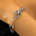 Gothic Silber Totenkopf Armband mit Skelettknochen Gliedern für Punk Rock Style - Vintage Skelett Form (2764) / Antiksilber (Vollständiges Skelett Armband)