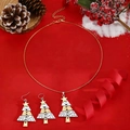 Christmas jewelry set with layered tree pendant necklace and earrings on red festive background - Christmas Tree Necklace and Earrings Set