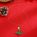 Christmas tree pendant necklace with red and green enamel details on gold chain - Christmas Tree Pendant Necklace (A-1236) / Red Green Gold Mixed