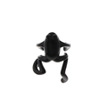 Adjustable black matte frog ring in creative hip hop style on a white background - Matte Black Frog (8053)