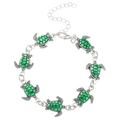 Bracciale tartaruga argento con smalto verde a nido d'ape per stile spiaggia - Argento Antico 01-8438