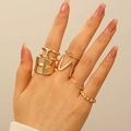 6er-Set minimalistische Goldringe mit flachen, geometrischen und gedrehten Banddesigns - Gold Verdrehte Knoten Welle Stil (DZ-628)