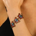 Vintage bronze butterfly bracelet with vibrant red and blue enamel in bohemian style - Antique Bronze Enamel Butterfly Style (N-1090)