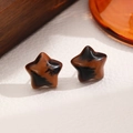 Vintage acrylic leopard print star earrings in brown tortoiseshell resin finish - Leopard Print Star Stud Earrings (7941)