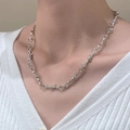 Punk style silver thorn chain necklace with industrial wire design for men and women - White K Punk Thorn Chain (9622)