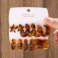 Lot de 6 paires de boucles d'oreilles en acrylique écaille de tortue et créoles léopard - Lot de 6 paires de boucles d'oreilles écaille (Café 2 cartes) / Écaille de tortue