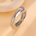 Macro shot of polished silver wide band spring cuff bracelet with hinge detail - Thickened Curved Smooth Bangle (5821) / Silver