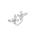 Anello doppio a farfalla in argento S925 con zirconi marquise, design regolabile - Stile Doppia Farfalla (12423) / Argento