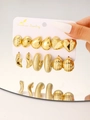Set di sei paia di orecchini geometrici dorati CCB con varie forme su cartoncino - Oro (6133)