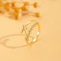 Elegante gouden bloemenring met 5-blads ontwerp en clusters van micro-bloemen detail - Vijfblads Rij Bloem Open Ring (07 Licht KC Goud 4053) / Licht KC Goud
