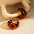 Retro C-shaped hoop earrings with dark amber resin and tortoiseshell texture finish - Tortoise Shell Chunky Moon Earrings (5112) / Tortoise