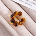 Vintage C-shaped CCB hoop earrings with leopard print resin beads in a retro design - Tortoise Shell Dotted Ear Clip (4913) / Tortoise