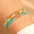 Modisches 4-teiliges Perlenarmband-Set in Gold, Weiß, Mintgrün und Türkis für Damen - 13 KC Gold (0754) / Mehrlagiges Paket
