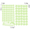 Detailed size specifications for glow in the dark star and moon wall decal set - Fluorescent Green