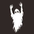 Detail view of a white Halloween ghost decal with sharp claws and flowing smoke base - Layout Size 26*57cm