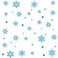 Pegatinas de invierno para ventanas con varios copos de nieve azules y puntos - JD01 Azul / Azul