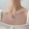 Gothic Amorpfeil-Halskette mit rosa Herzanhänger auf Silberkette für Damen - Silber Rosa Edelstein Stil (7919)