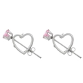 Gothic-Ohrstecker mit rosa Herz und Flügeln im polierten Silber-Finish mit Pfeil - Silber Rosa Zirkonia Herz Ohrringe Stil (6109)