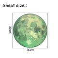 Size chart showing a 30cm green luminous moon wall sticker on a plain white background - 30cm Luminous Moon