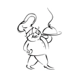 Minimalist chef illustration wall decal featuring a black vector line art server figure - 30*44cm Layout