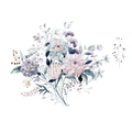 Detalle de pegatinas de pared florales en acuarela con dalias y bayas decorativas - Diseño de 30*90CM