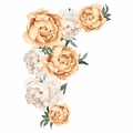 Detail der Pfingstrosen-Wandsticker mit Aquarell-Blüten in Orange und Rosa für Wände - Gelb