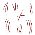 Detail of red bloody scratch decals for Halloween, featuring seven realistic wound patterns - 40*60cm Layout