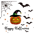 Detail of Halloween pumpkin wall sticker with wizard hat and Happy Halloween text - 40*60cm Layout