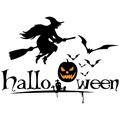 Detailed Halloween wall decal design with witch, bats, glowing pumpkin and gravestone - 40x60cm Layout