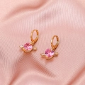 Gothic Gold Herz-Creolen mit rosa Kristall und Amorpfeil-Design für Frauen - Gold Rosa Edelstein Ohrringe Stil (A-710)