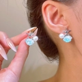 Orecchini a stella marina con perla bianca e ciondolo a conchiglia azzurra - Stile Stella Marina Perla Conchiglia Celeste (4184) / Argento