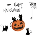 Halloween wall stickers featuring black cats, orange pumpkins, and Happy Halloween text - 40x60cm