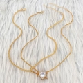 Goldene Herzkette mit klarem Zirkonia-Stein und doppellagigen Ketten für Damen - Gold Weißer Zirkonia Stil (A-994)