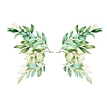 Adesivo murale con foglie verdi acquerello a forma di farfalla e dettagli in oro eleganti - Layout Standard