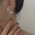 Elegant silver butterfly ear crawler with marquise-cut marquise-cut cubic zirconia crystals - Silver-tone Marquise Rhinestone Butterfly (K-243)