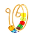 Adjustable golden fidget ring for anxiety with seven colorful rotating glass beads - Gold Spiral Multicolor Beads (02 Gold Ring Color Beads M-616)