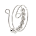 Polished silver fidget ring with seven rotating beads for anxiety relief and stress control - Silver Spiral Silver Beads (03 White Ring Round Beads KM-613)