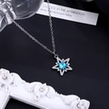 Minimalist silver star pendant necklace featuring blue crystal and sparkling zircons - Blue Alloy Style (08 White K Blue DZ-782 Alloy)