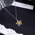 Elegant star necklace with a yellow crystal pendant over a silver zircon star base - Yellow Alloy Style (10 White K Yellow G-1 Alloy)