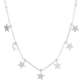 Collana minimalista in acciaio inossidabile argento con sette ciondoli a stella - Tono Argento (Stella) (K-171)