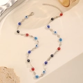 Collier de perles Evil Eye colorées avec chaîne argentée et fermoir mousqueton - Collier Mauvais Œil (G-465) / Collier Mauvais Œil Argent