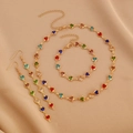 Buntes Herz-Edelstein-Schmuckset aus Gold mit Halskette, Armband und hängenden Ohrringen - Herz Mehrfarbiges Schmuckset 3-teilig (Ohrringe+Halskette+Armband)