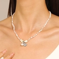 Collana bohémien di perline con stella marina bianca, perla finta e ciondoli a conchiglia - Stile Ciondolo Stella Marina (0470) / Argento Antico 11-0470
